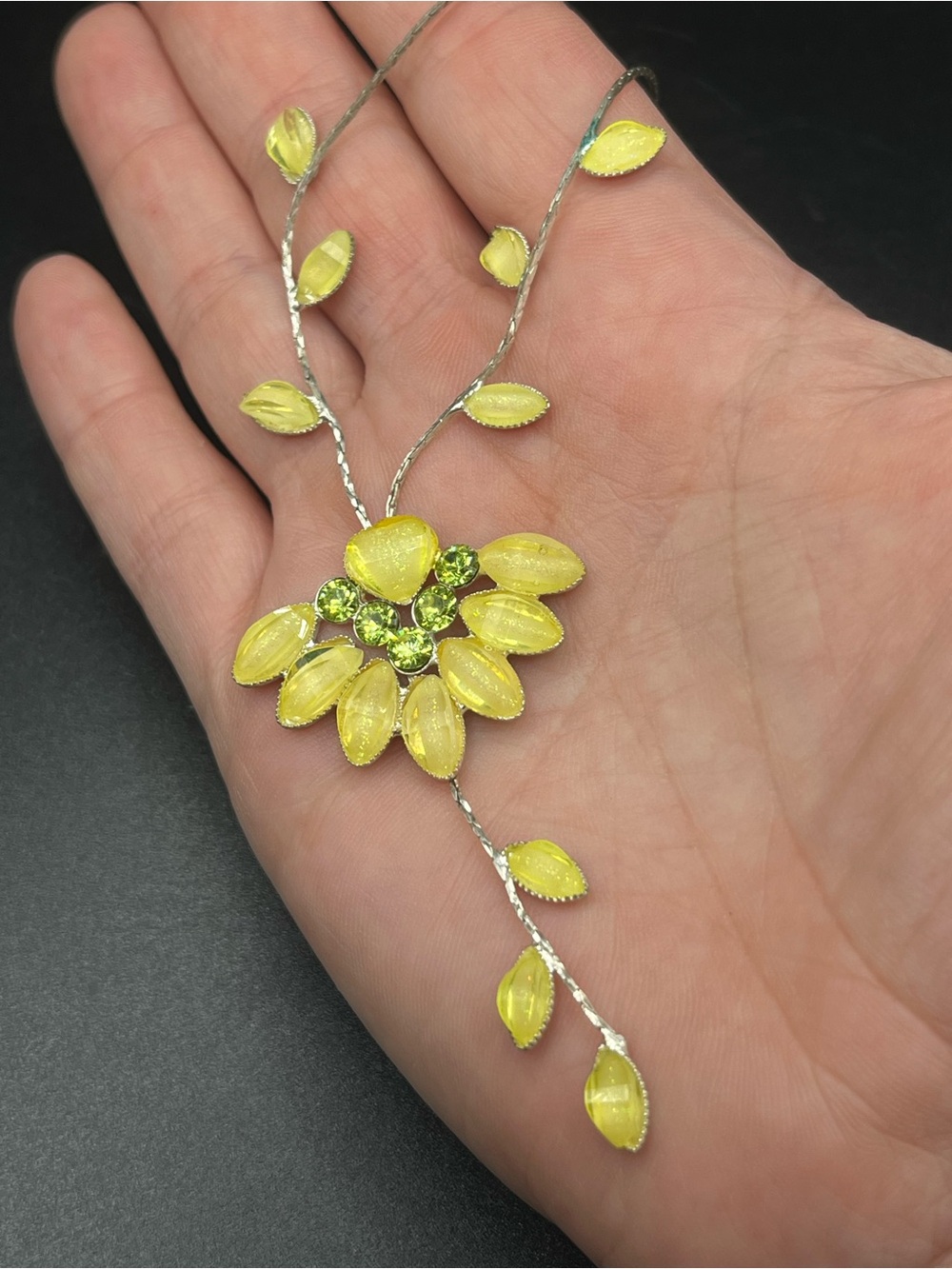 Vintage Delicate Yellow Floral Lariat Necklace